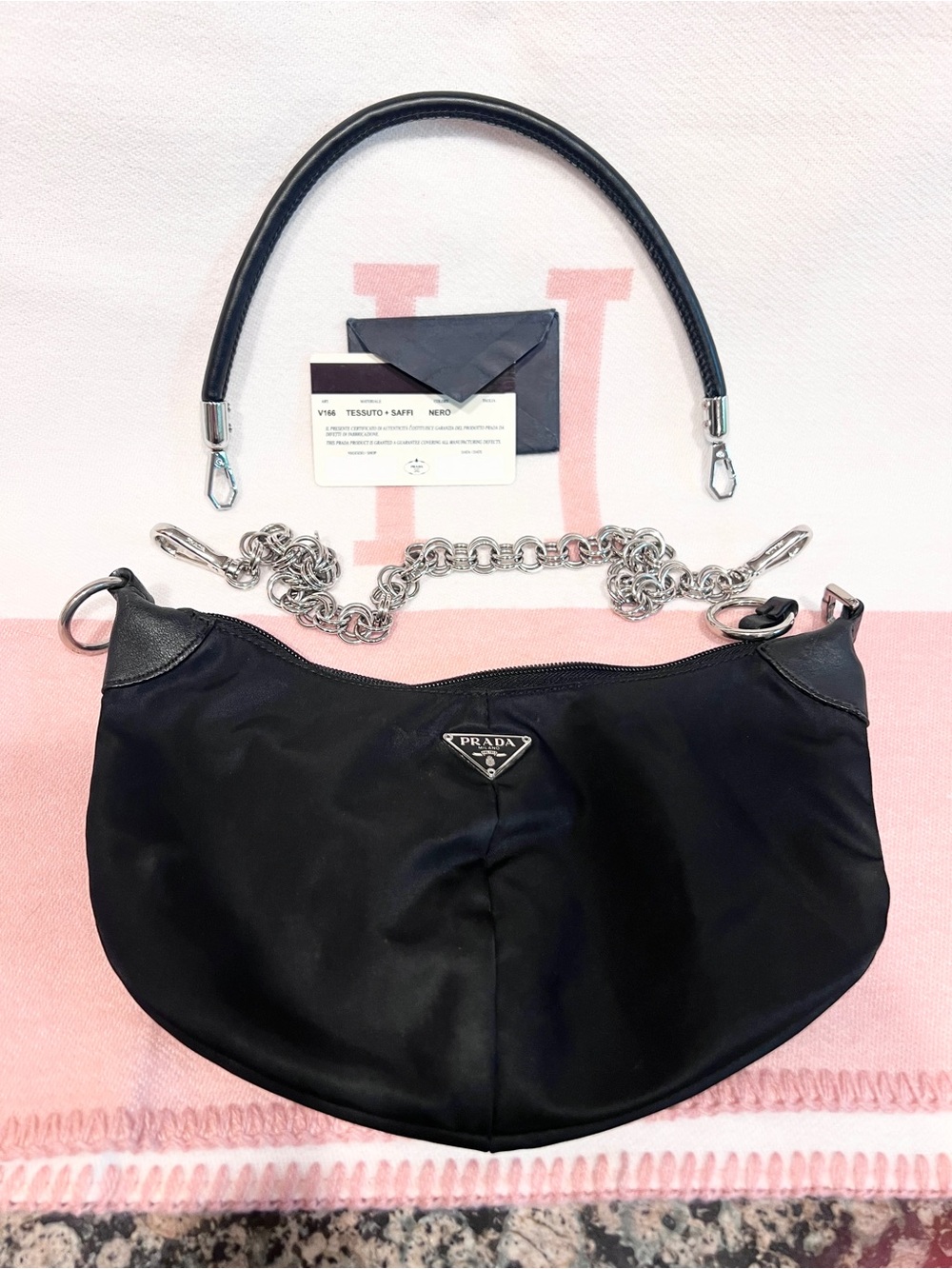 Prada⭐️🌟Black Nylon Shoulder Hobo with Silver Hardware!